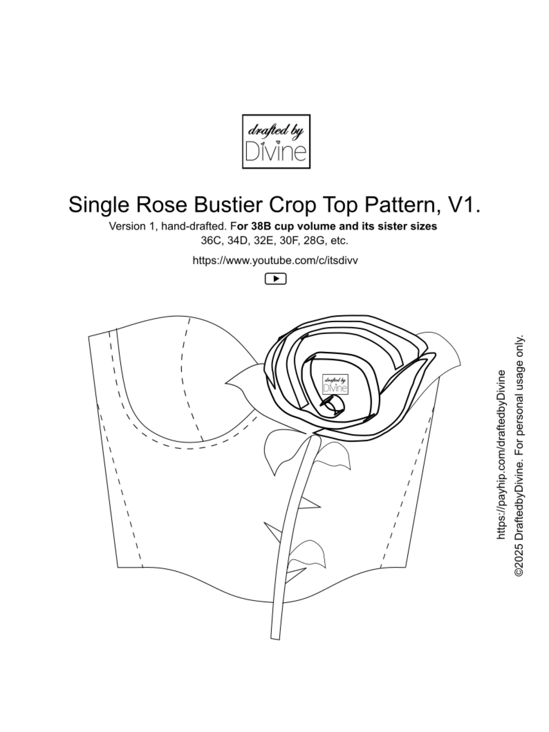 Single Rose Bustier Top Pattern product image (4)