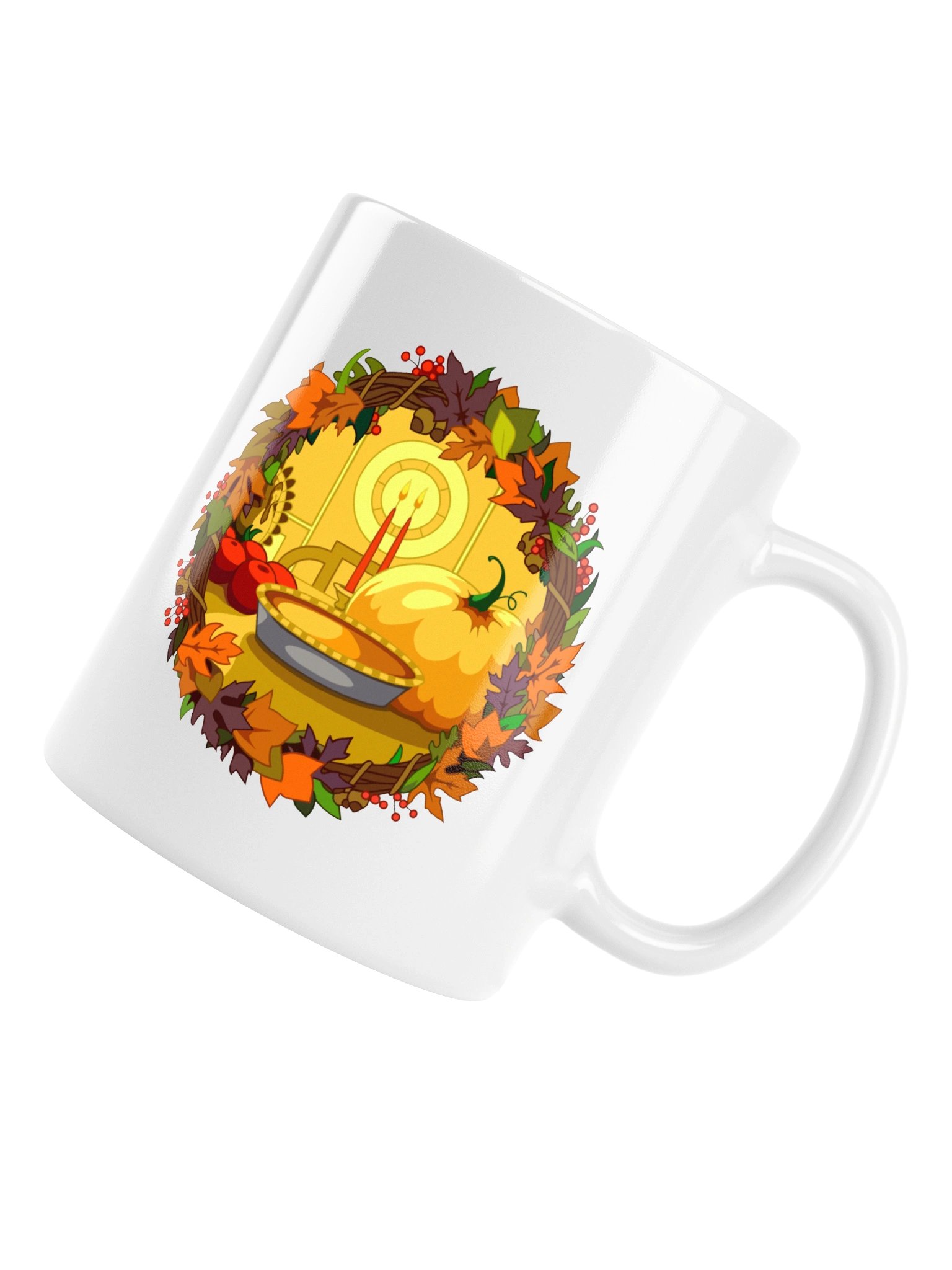 Cozy Thanksgiving Candlelight Ceramic Mug – Festive Autumn Feast Coffee Cup product image (18)