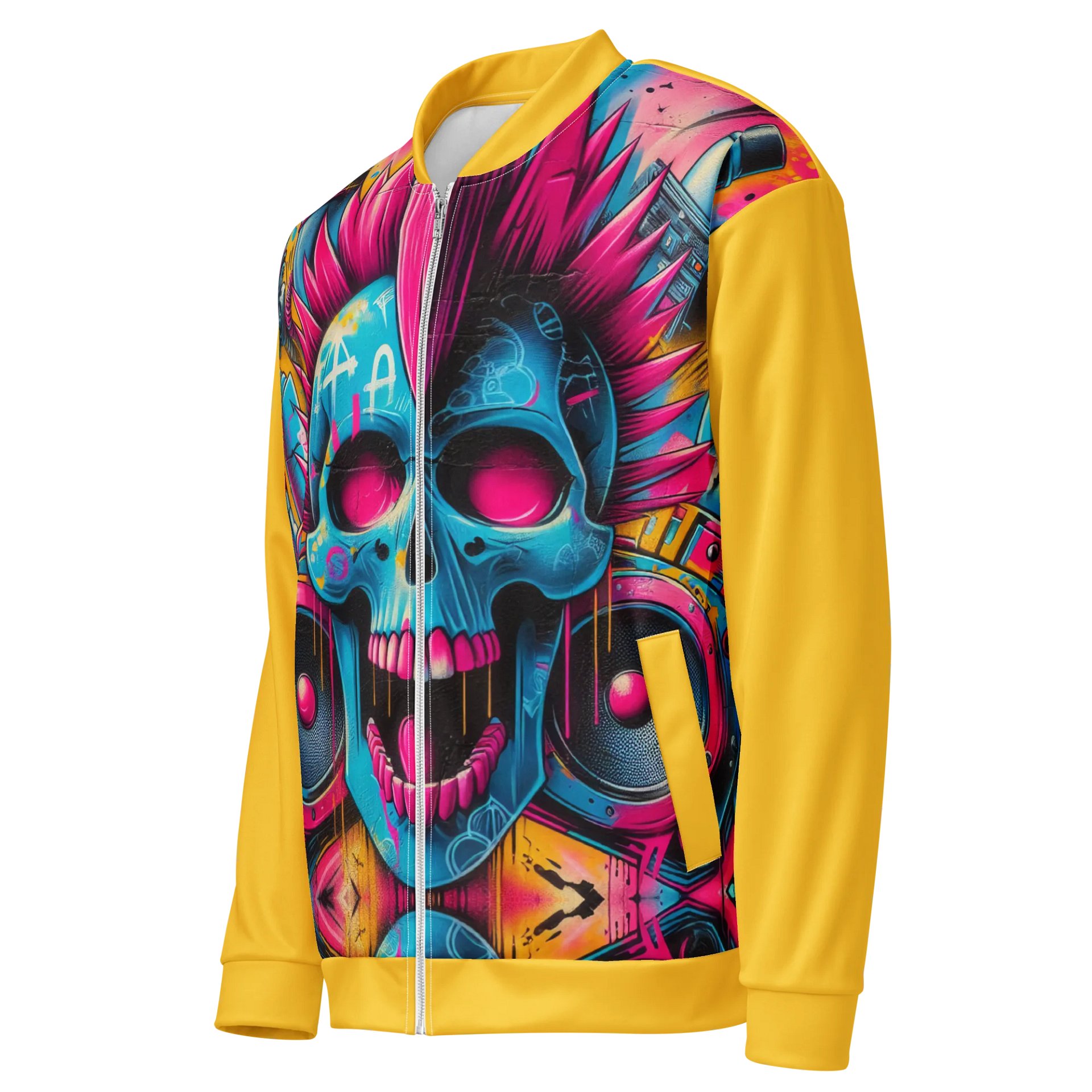Neon Punk Skull All-Over Bomber Jacket product image (3)