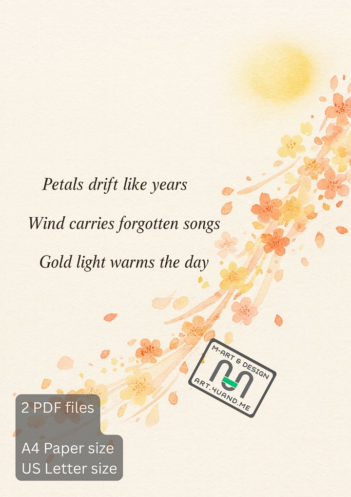 Golden Day Haiku Print – Minimalist Nature Poetry Wall Art (Digital Download) product image (1)