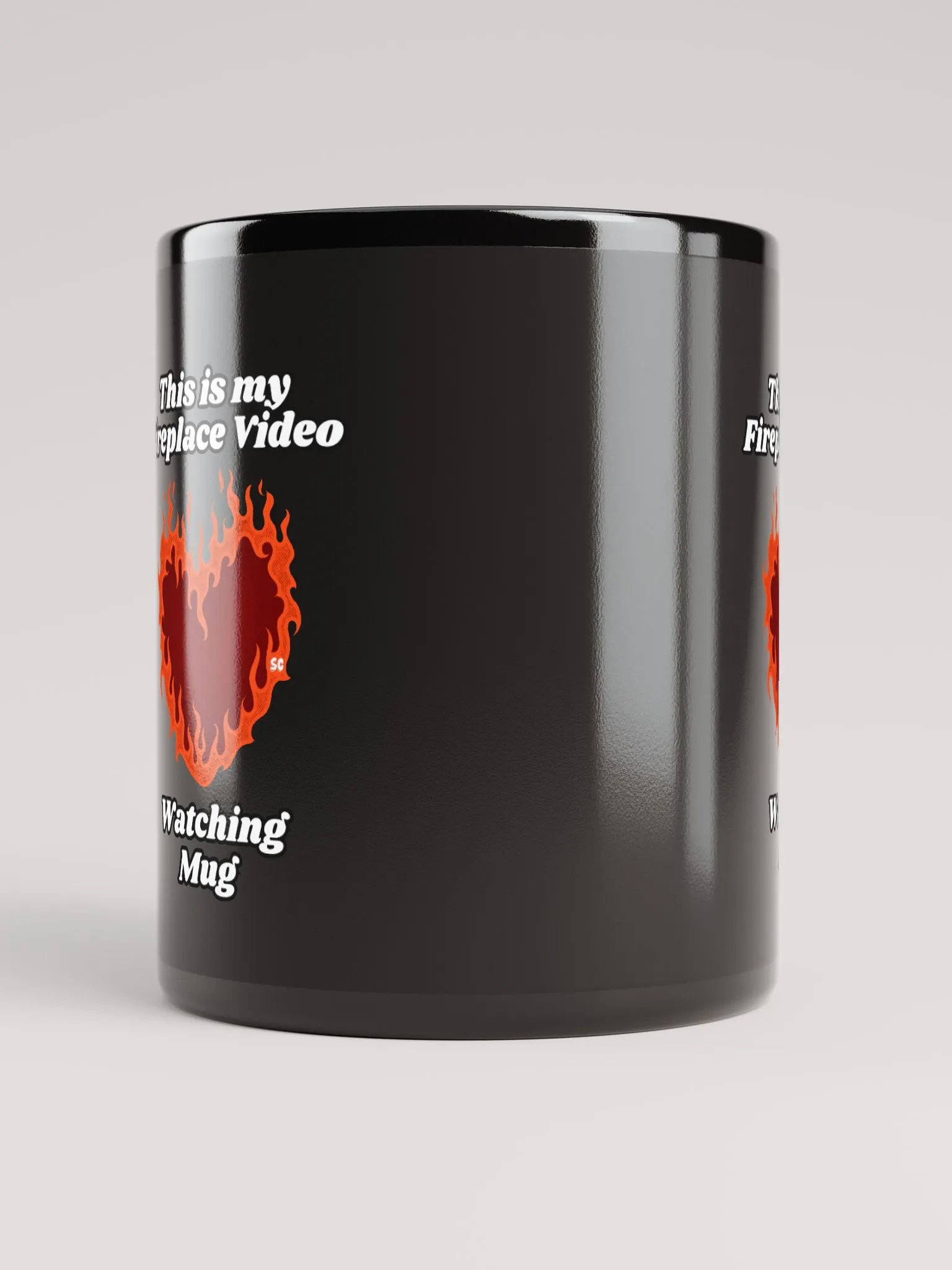 Flaming Heart - This is my Fireplace Watching Mug | Black Glossy Mug product image (5)