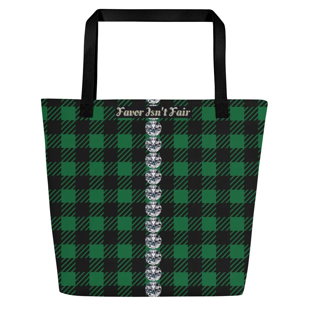 Green Plaid Geometric with Diamonds BBG Tote Bag with Pocket product image (2)