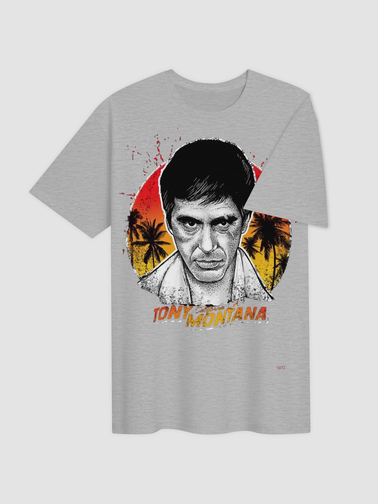 Scarface Tony Montana Graphic Tee | Blood Splatter Ink Portrait | 80s Miami Kingpin product image (3)