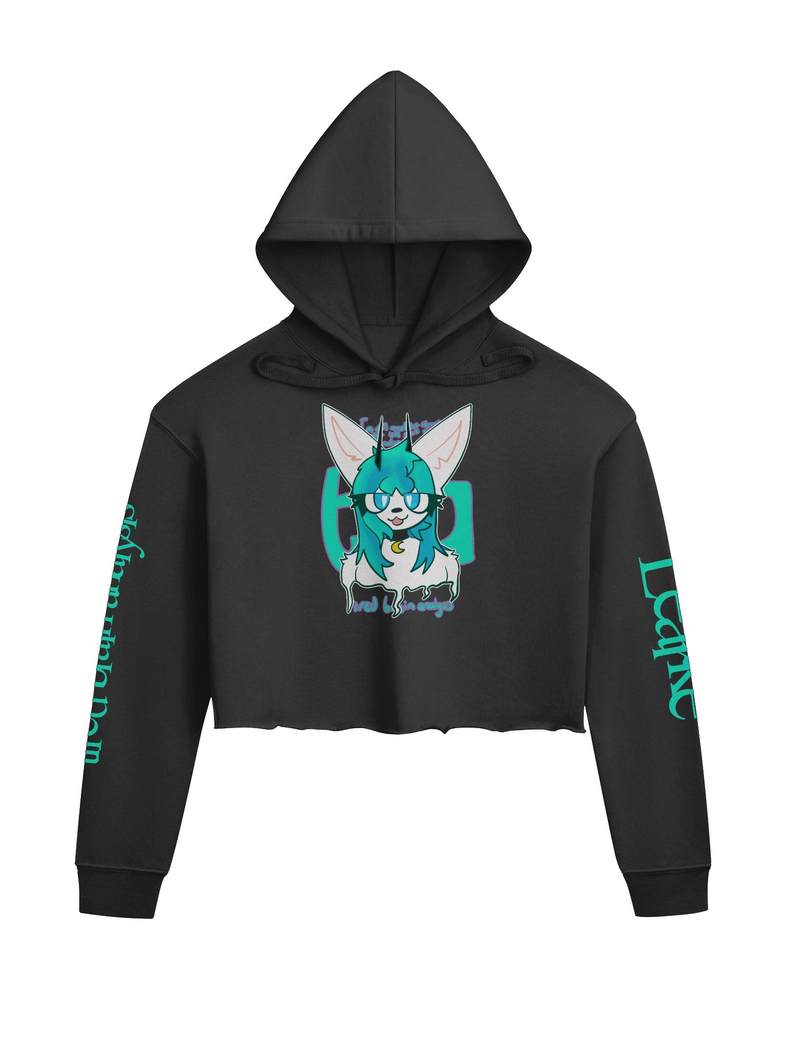 "tired brain analysis" Cropped Hoodie (Collaboration with kittydog) product image (1)