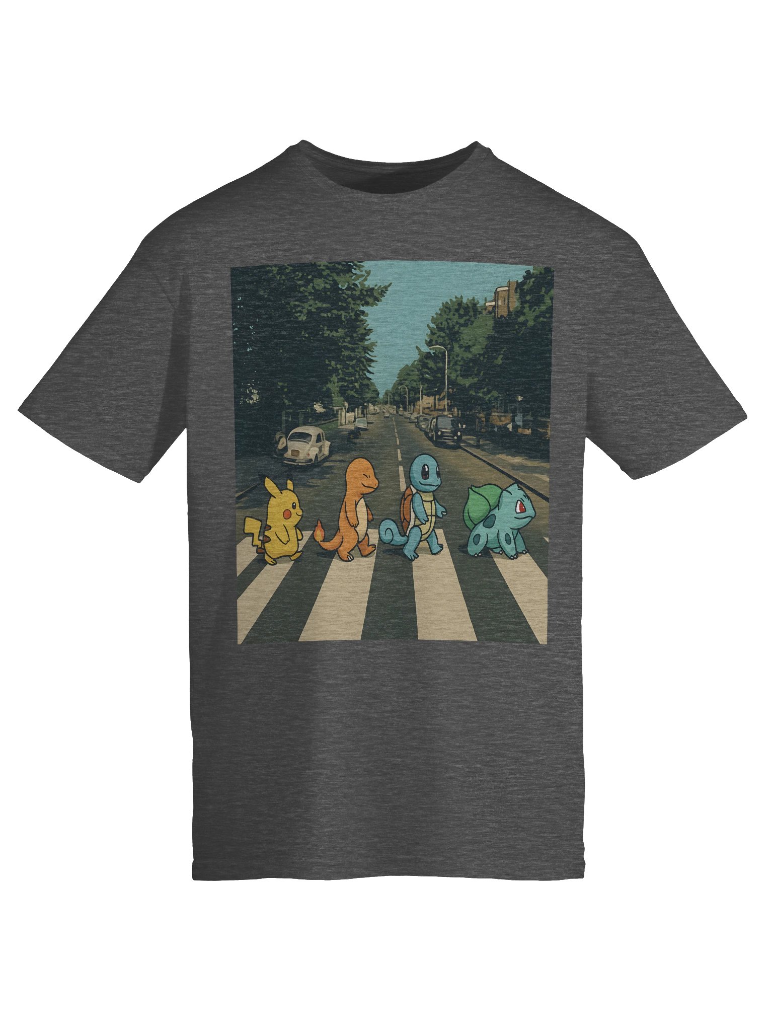 🚦 Abbey Road Pokémon Parody T-Shirt – Pikachu, Charmander, Squirtle & Bulbasaur Cross the Street product image (9)