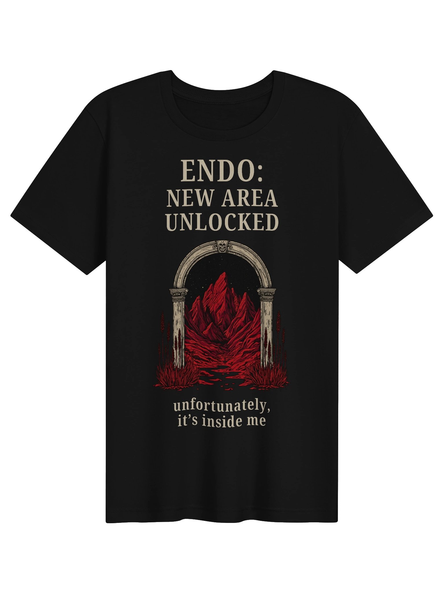Endometriosis New Area Unlocked Shirt | Endo Awareness & Pelvic Pain Tee (Black) product image (1)