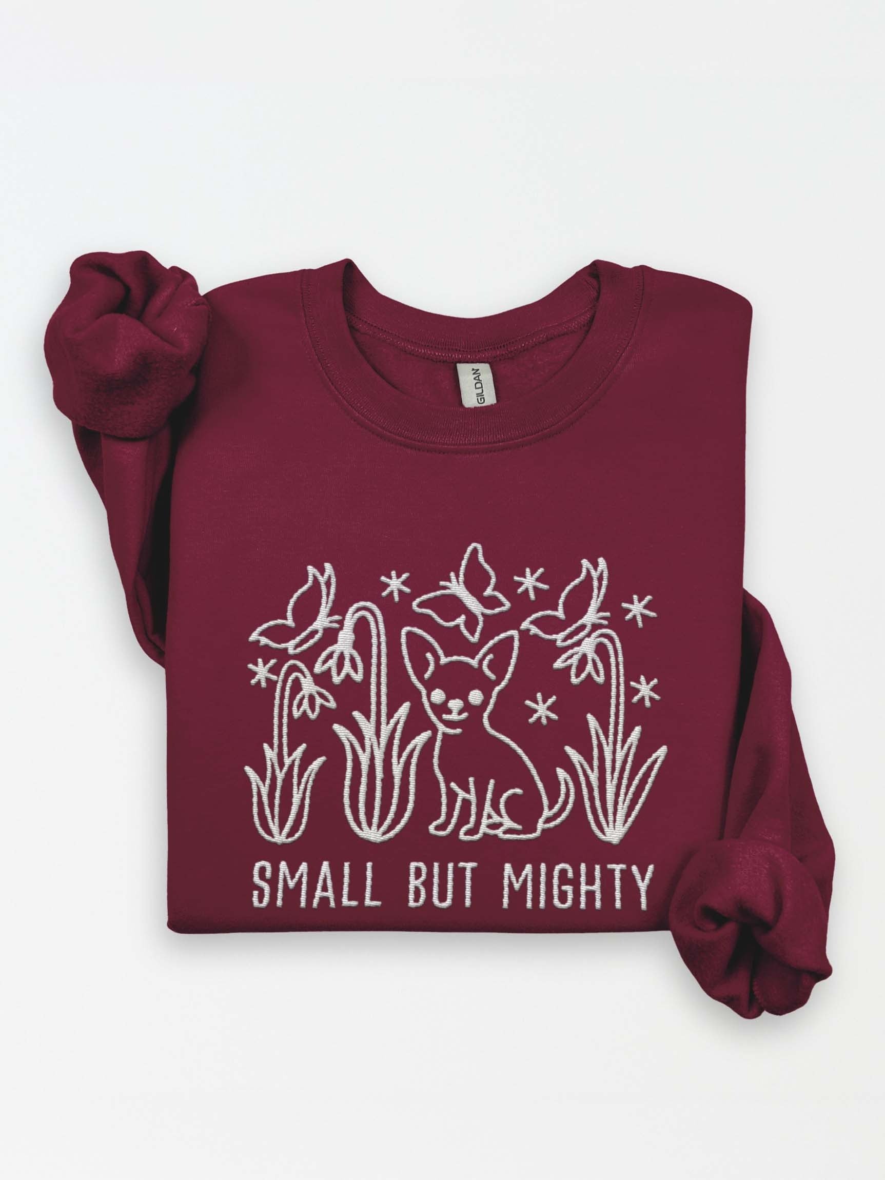Small but Mighty Line Art Sweatshirt (Embroidered) of a Chihuahua product image (1)