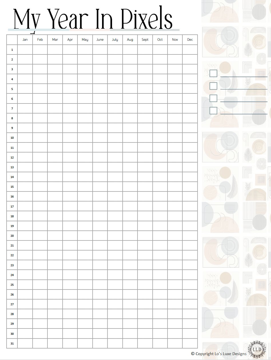 Yearly Habit Tracker - Geometric Shapes - 8.5x11 Printable product image (1)
