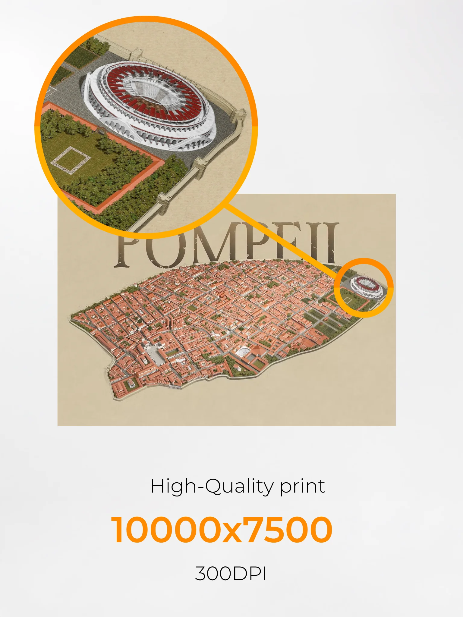 Pompeii 3D Reconstruction City View (Unframed Poster) product image (7)