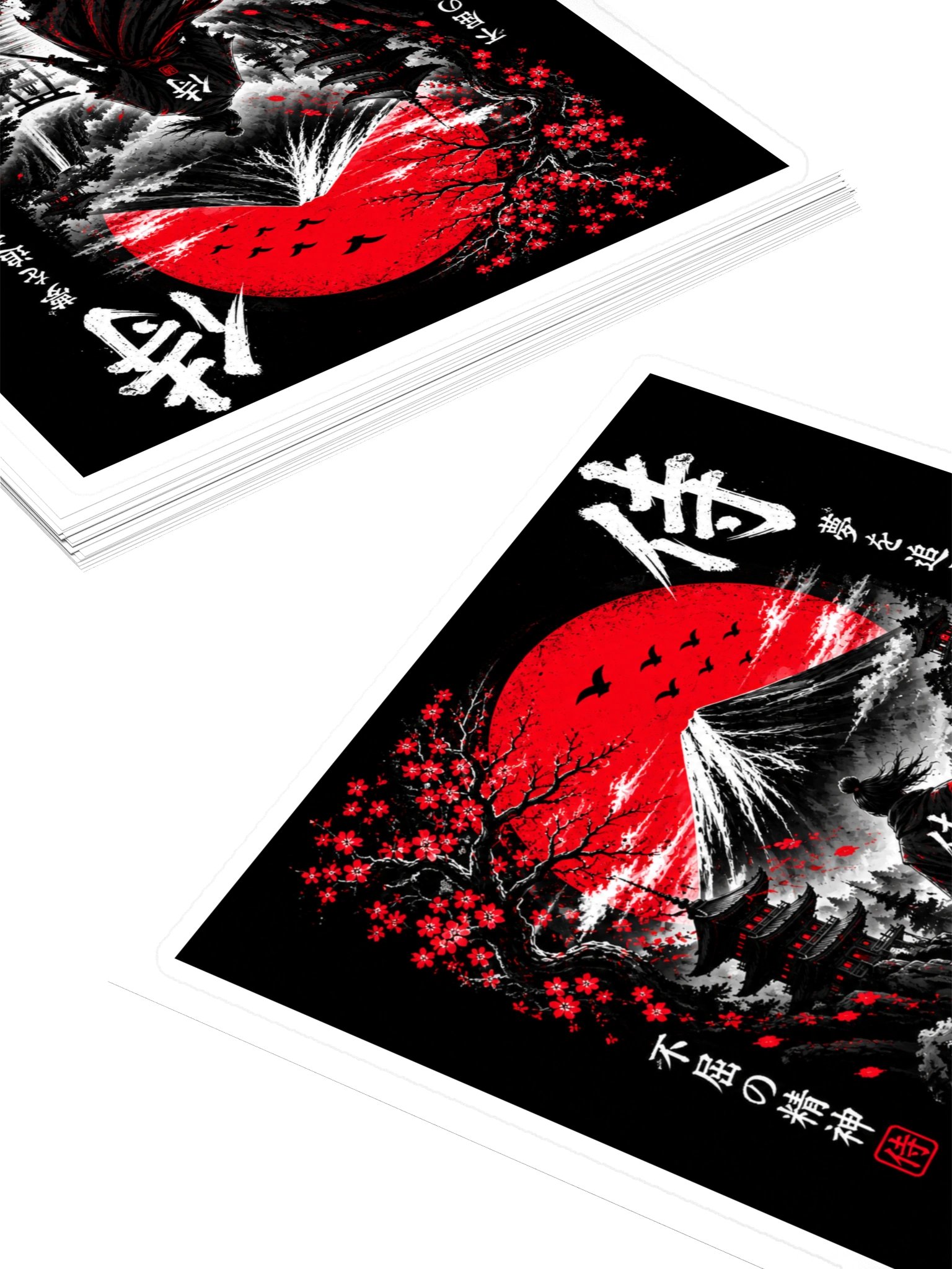 Japanese Samurai Die-Cut Sticker – Red Sun Mountain Japanese Streetwear Decal product image (4)