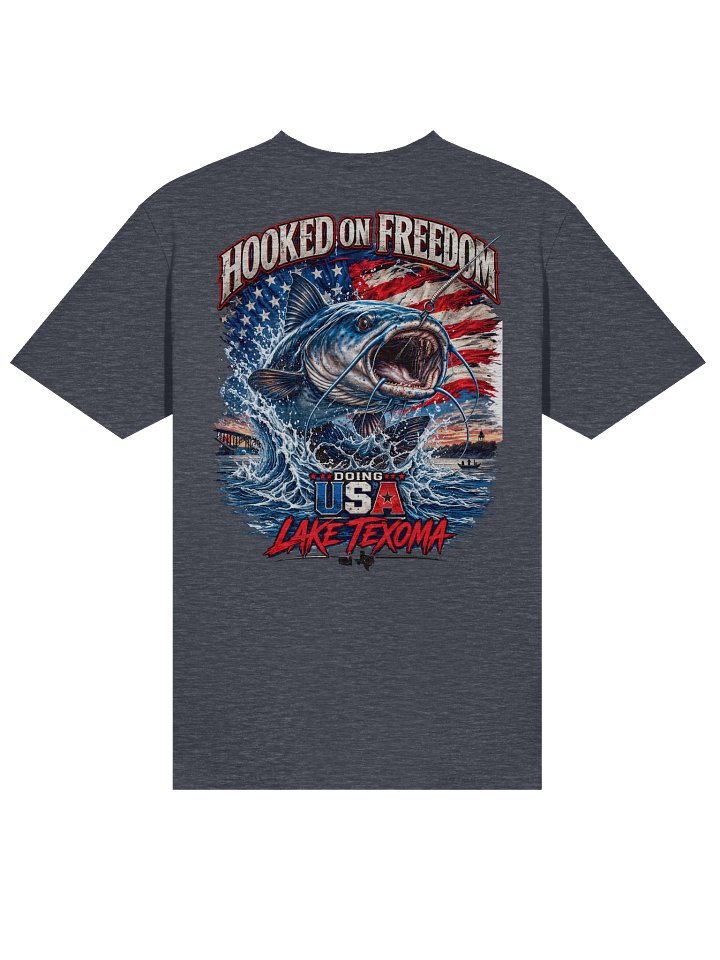 Doing USA – Hooked on Freedom Lake Texoma Catfish Tee product image (22)
