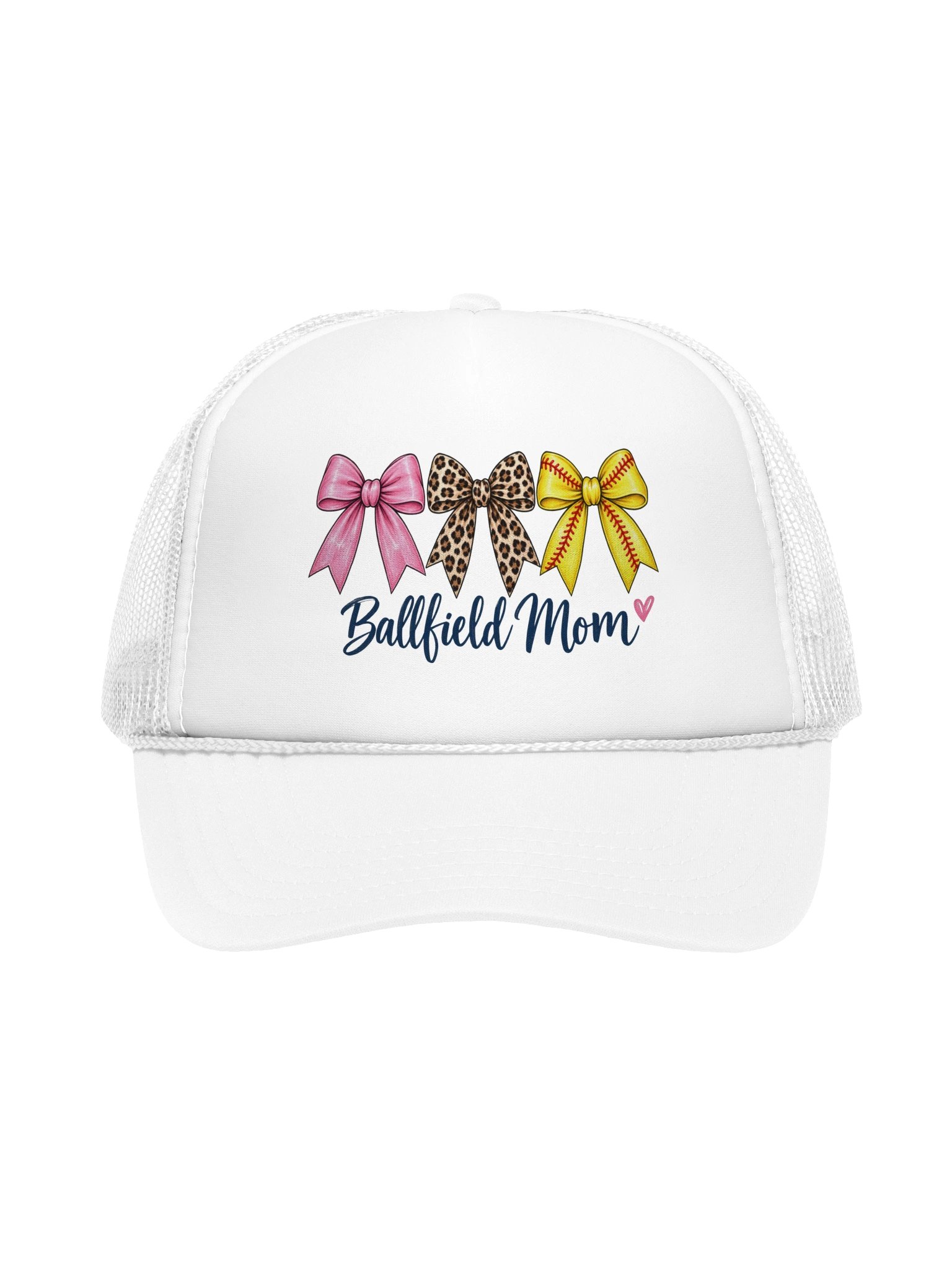 Ballfield Mom Three Bow Trucker Hat | Coquette Bow Sports Mom Cap product image (1)