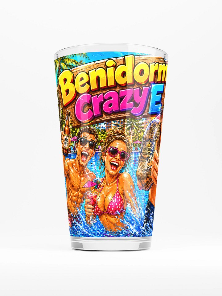 Benidorm Crazy E Party Pint Glass Wide Design product image (2)