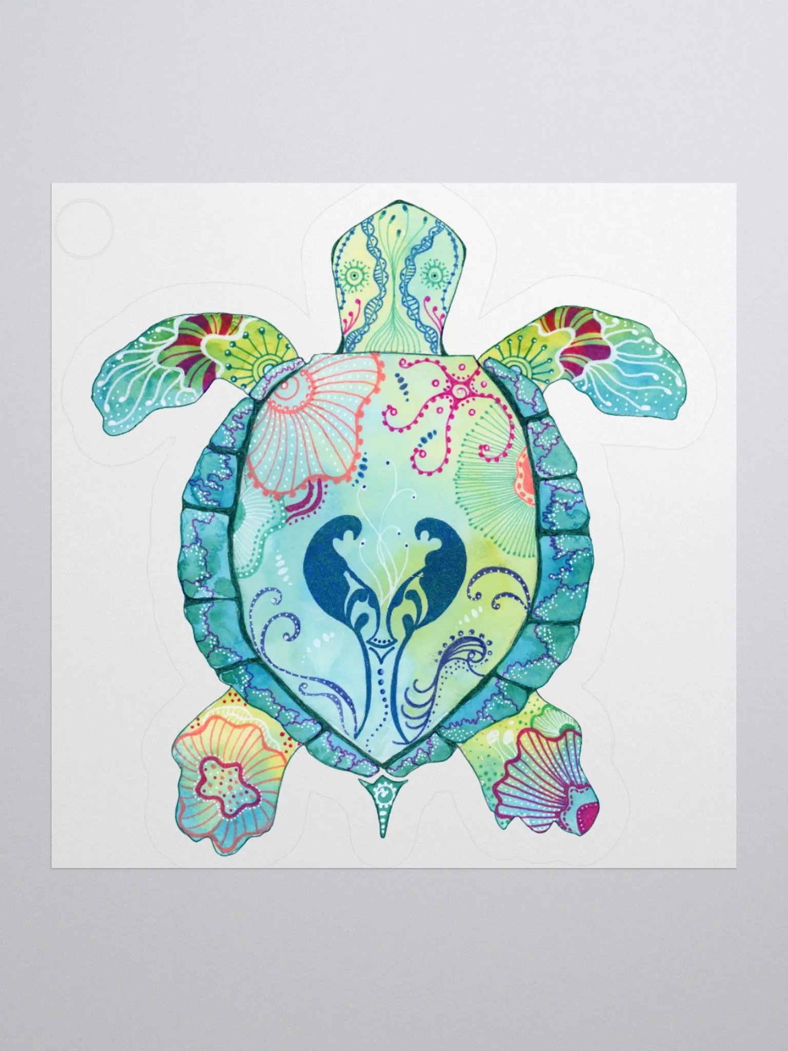 Sea Turtle Doodle Kiss Cut Stickers product image (1)