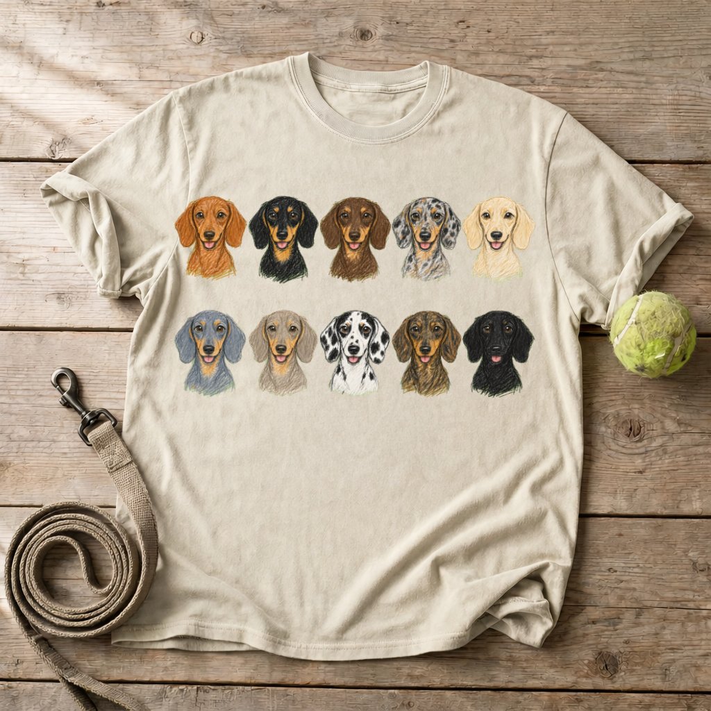 Dachshund Coat Colors Shirt - Doxie Sketch Dog Tee product image (1)