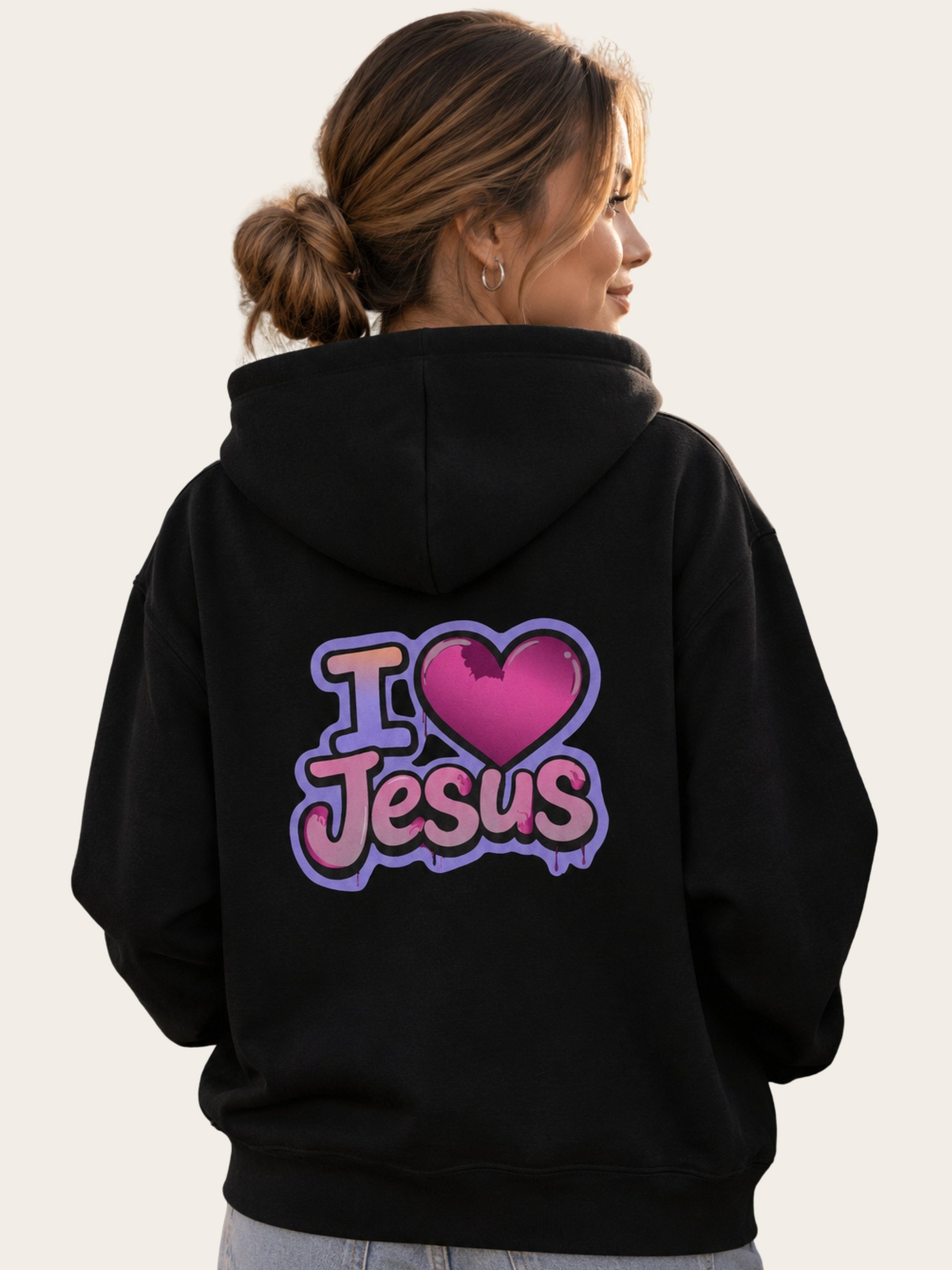 I Love Jesus Pink Graffiti Hoodie product image (1)