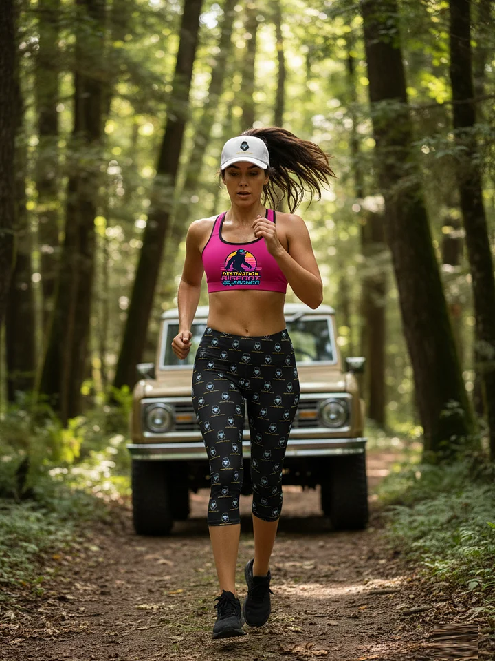 Synthsquatch Fitness Bigfoot Monogram Logo All-Over Print Capri Leggings (Black) product image (1)
