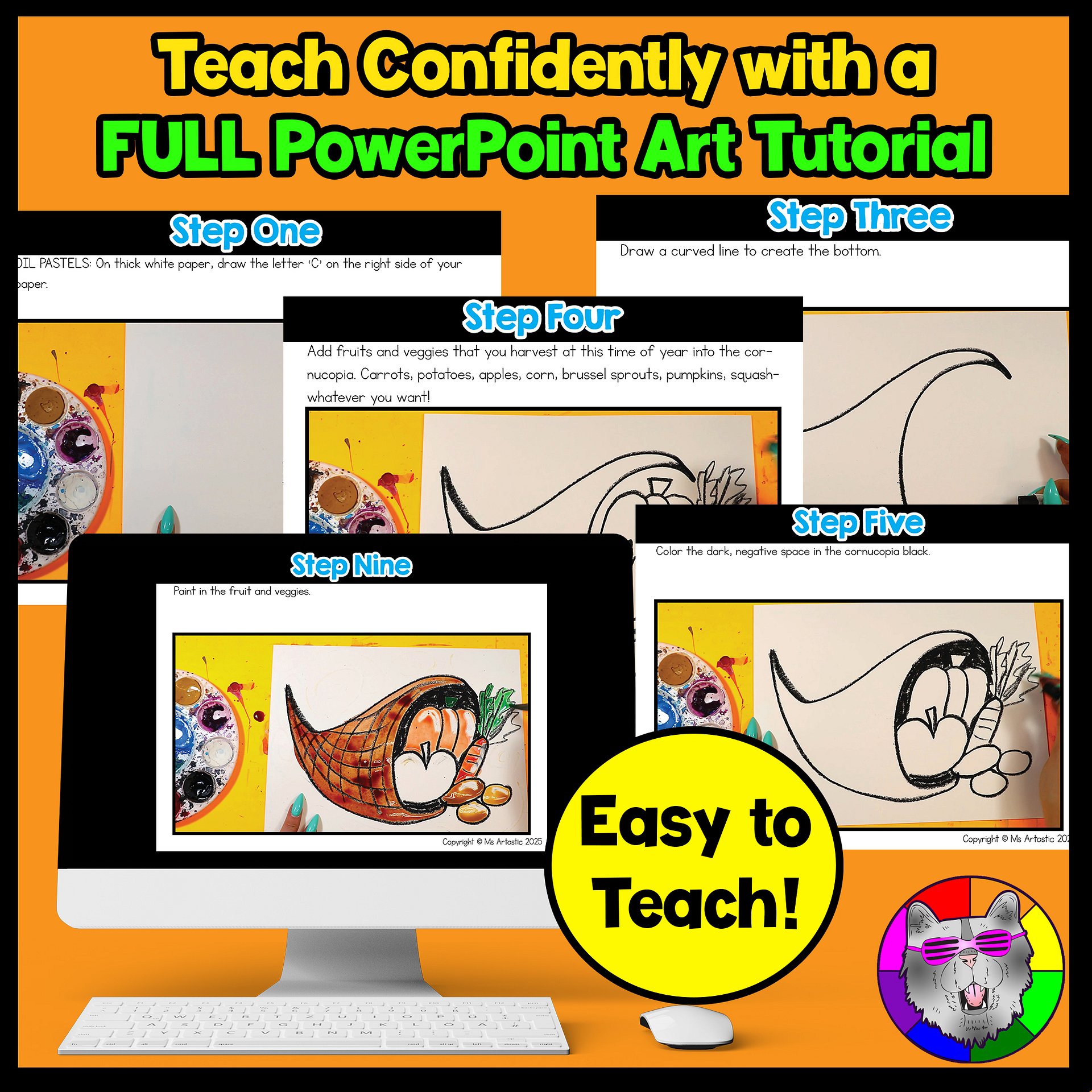 Thanksgiving Art Project Horn of Plenty Art Lesson Thanksgiving Art Activity product image (4)
