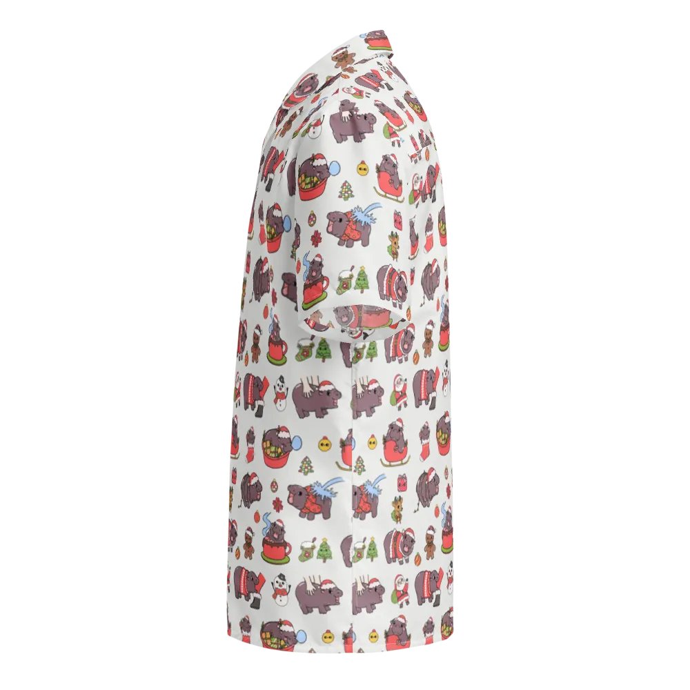 MOODENG'S WHITE CHRISTMAS HAWAIIAN SHIRT! product image (4)