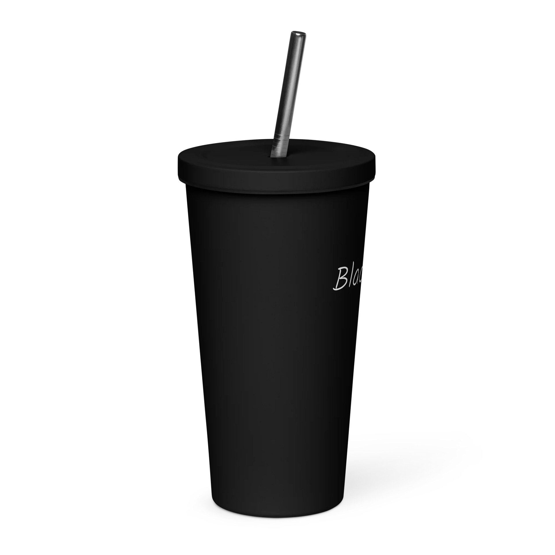 Insulated tumbler with straw - black/blue - BLACK WATER product image (8)
