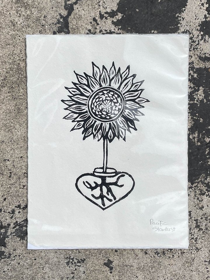 Sunflower Heart linocut print product image (2)