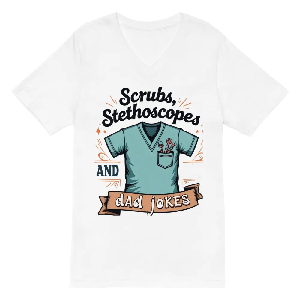 Stylish Scrubs & Dad Jokes V-neck tee product image (2)
