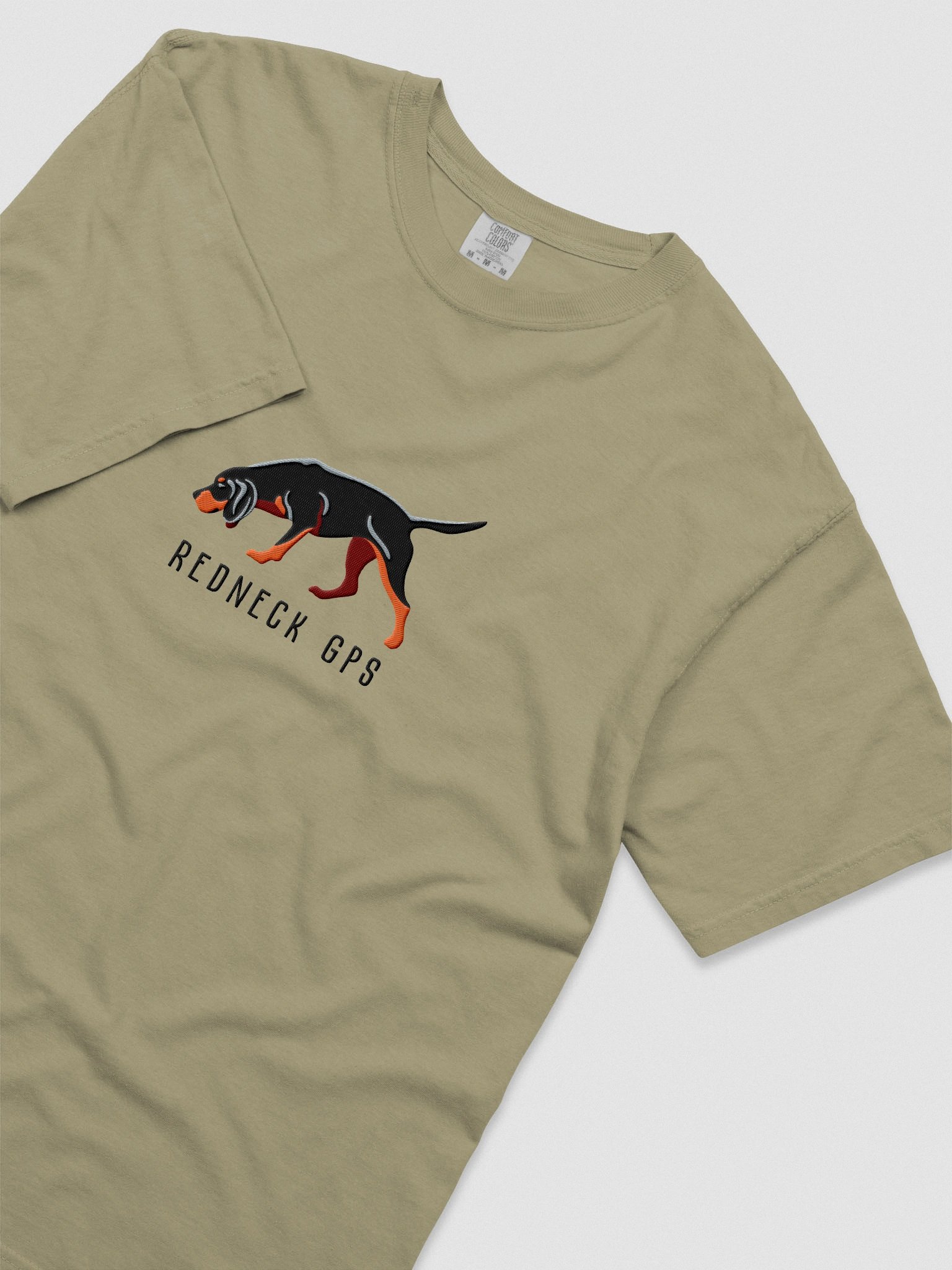 Redneck GPS T-Shirt(Embroidered) of a Black & Tan Coonhound product image (8)