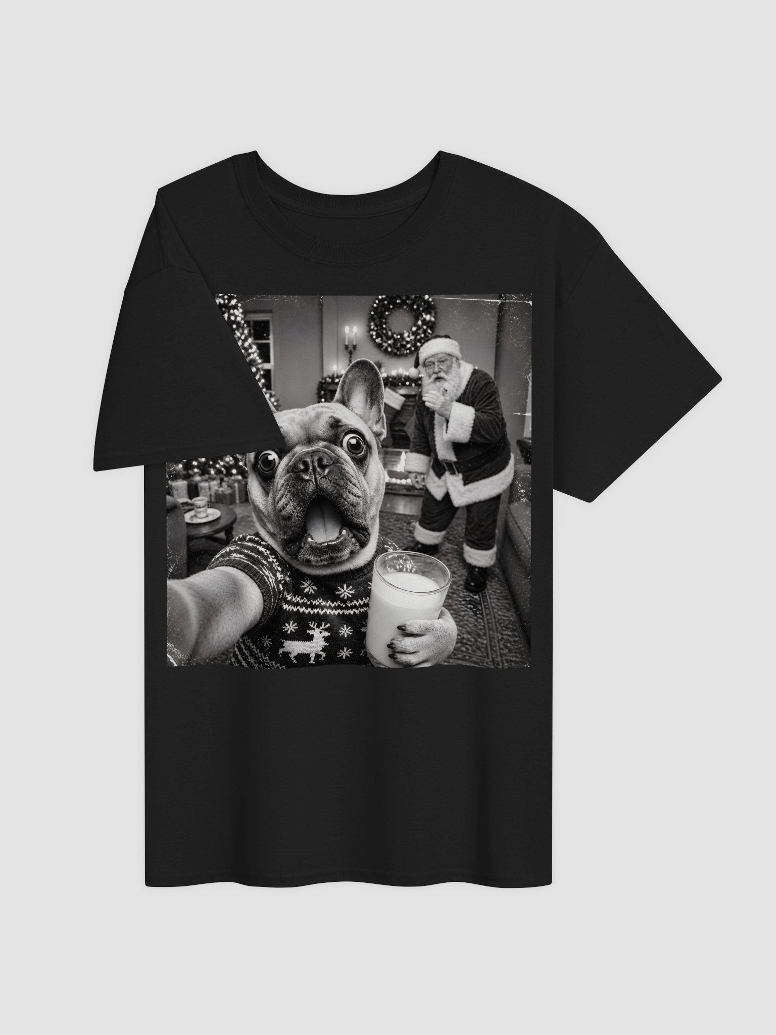French Bulldog Christmas Selfie Shirt - Funny Santa & Dog Xmas T-Shirt product image (3)