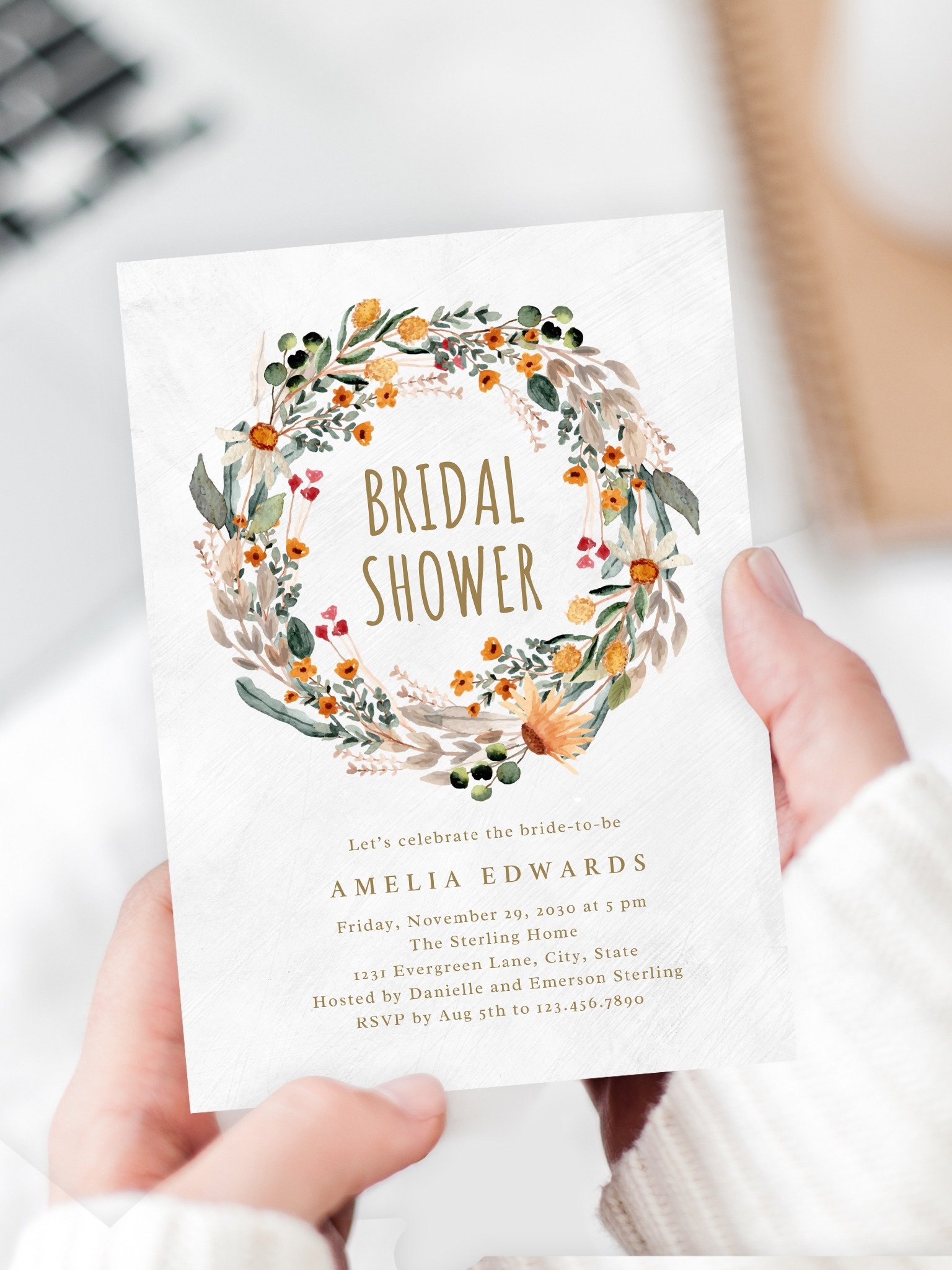Autumn Floral Fall Party Invitation Canva Template AFC product image (2)