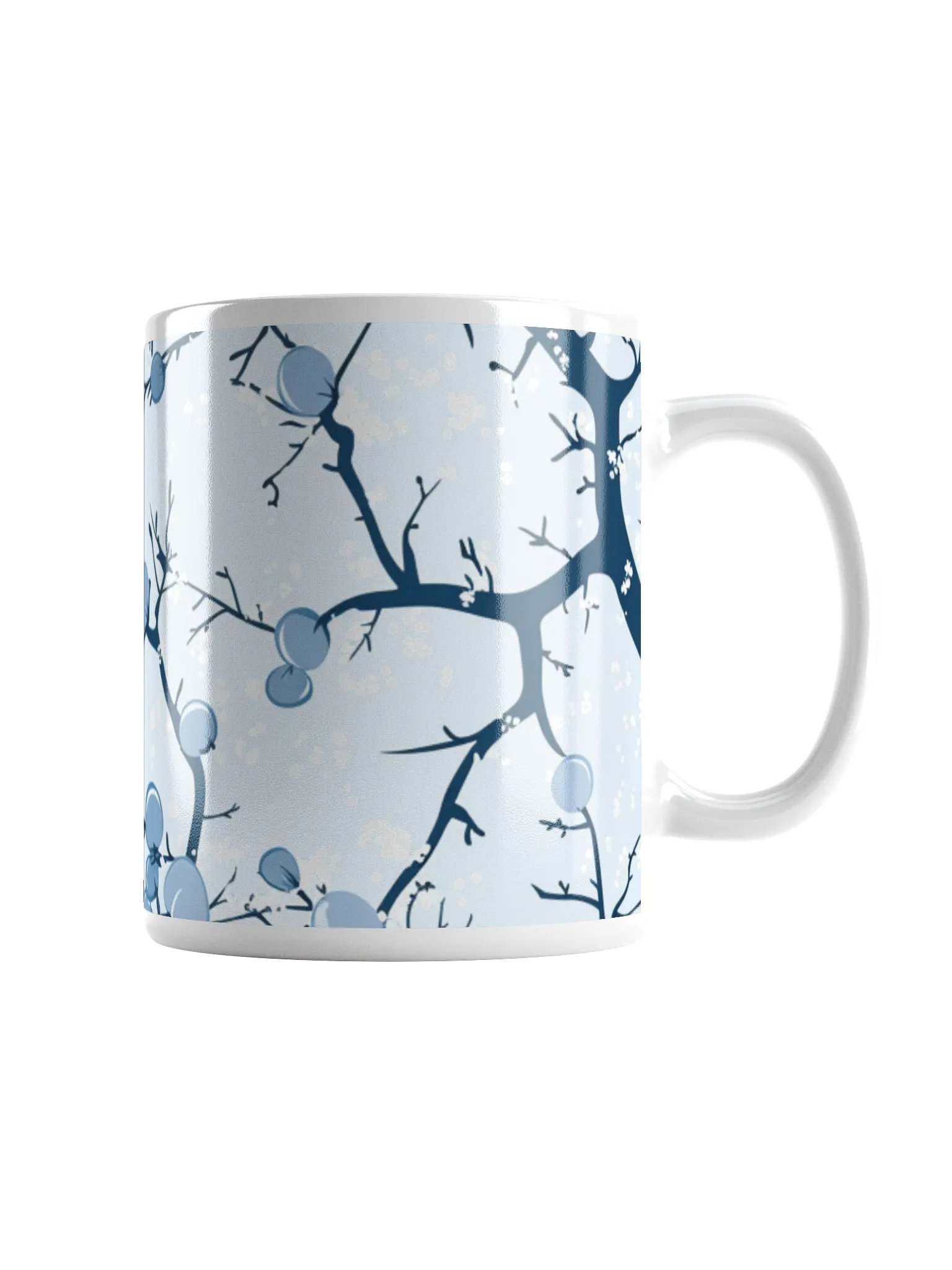 Light Blue and White Floral White Glossy Ceramic Mug by Treasure Pie product image (1)