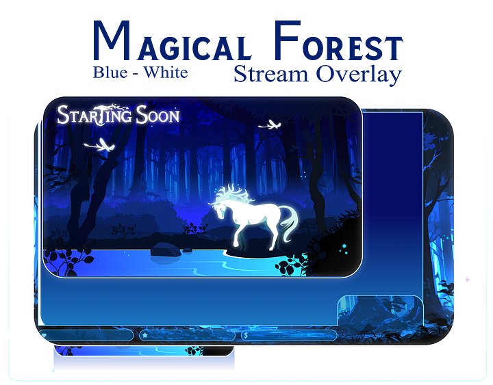 MAGICAL FOREST Stream Overlay Animated Pack, Magical Overlay Animated, Forest Stream Overlay, Horse Stream Overlay Animated, Blue Overlay product image (1)