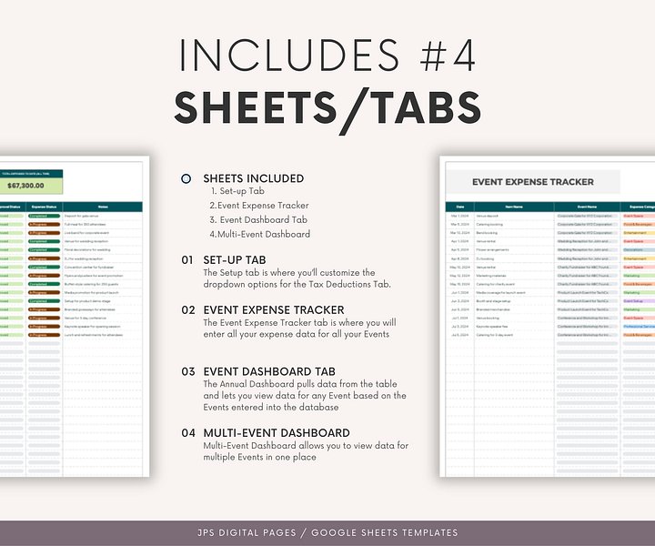Event Planner Expense Tracker & Dashboard Spreadsheet, Google Sheets Template product image (2)