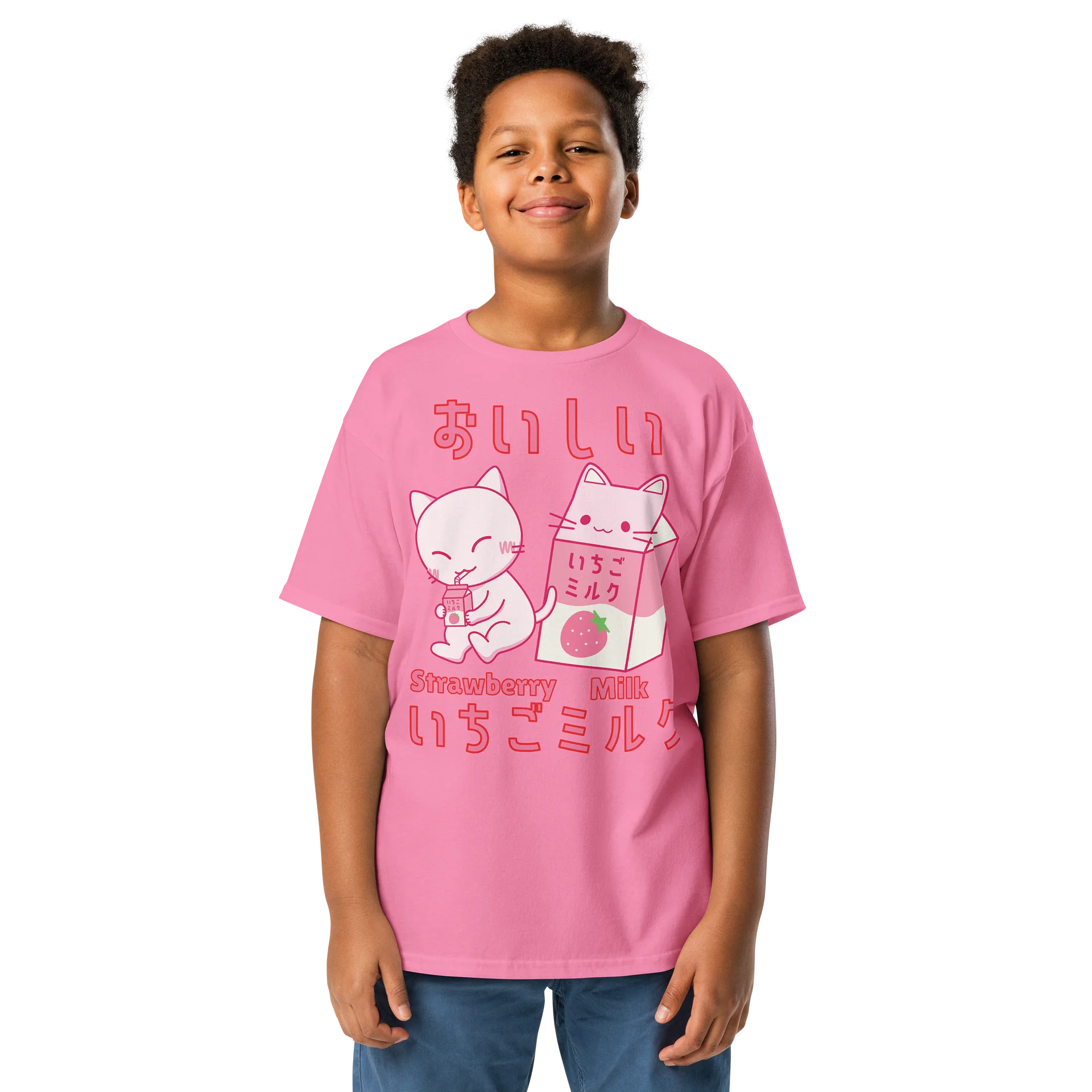 Strawberry Milk Cat- Unisex Youth Heavyweight T-shirt product image (1)