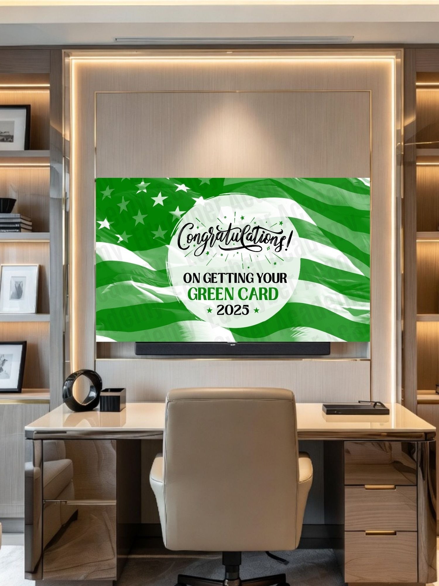 US Permanent Resident Frame TV Art Congratulations Green Card Renewal Celebration Desktop & Laptop Greencard Wallpaper Background product image (9)