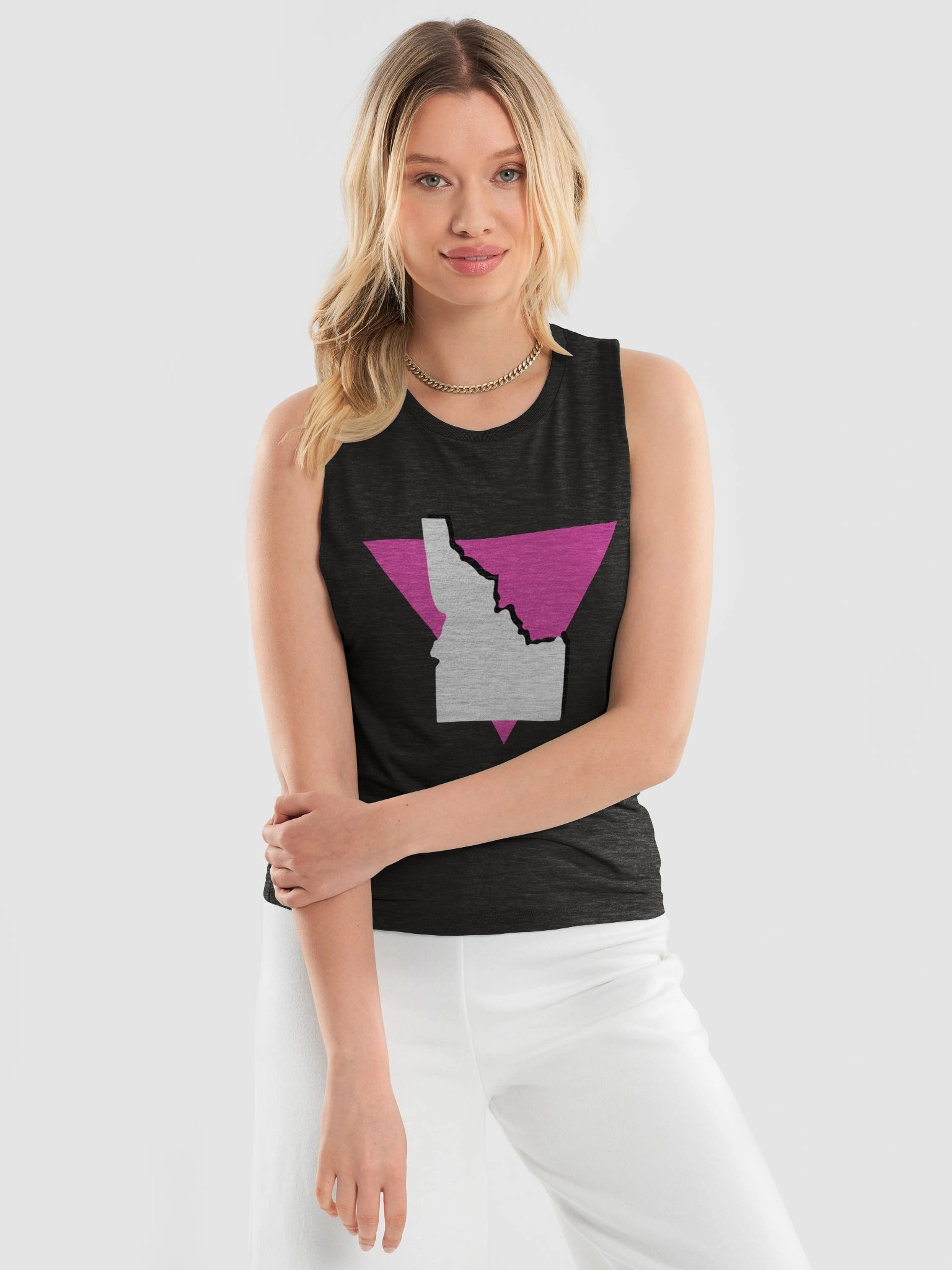 "PINK TRIANGLE" dark femme muscle tank product image (2)