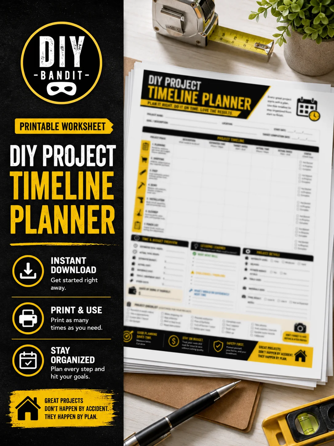 DIY Project Timeline Planner Printable | Home Improvement Schedule, Budget & Task Tracker product image (1)