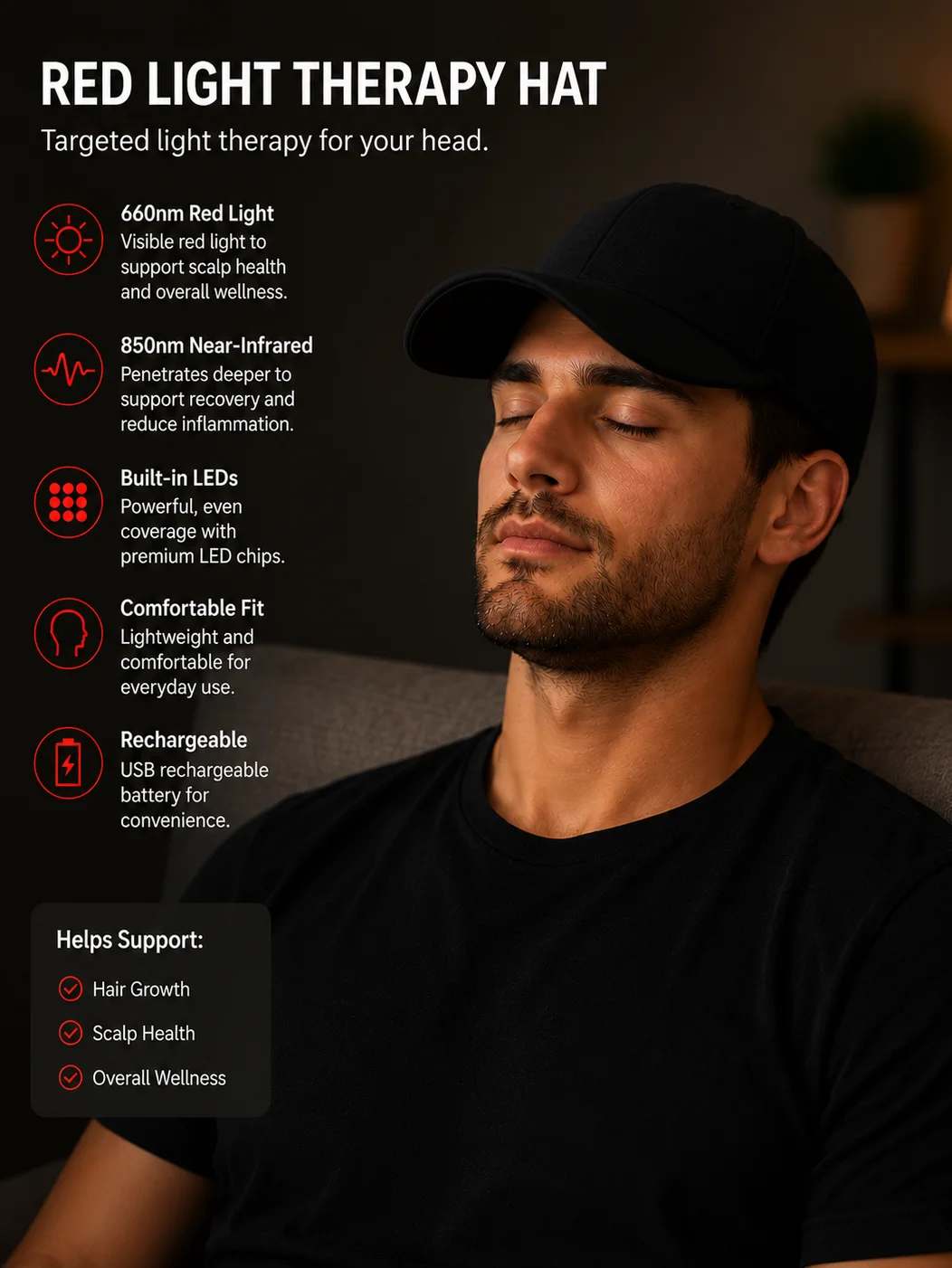 Red Light Therapy Cap product image (1)