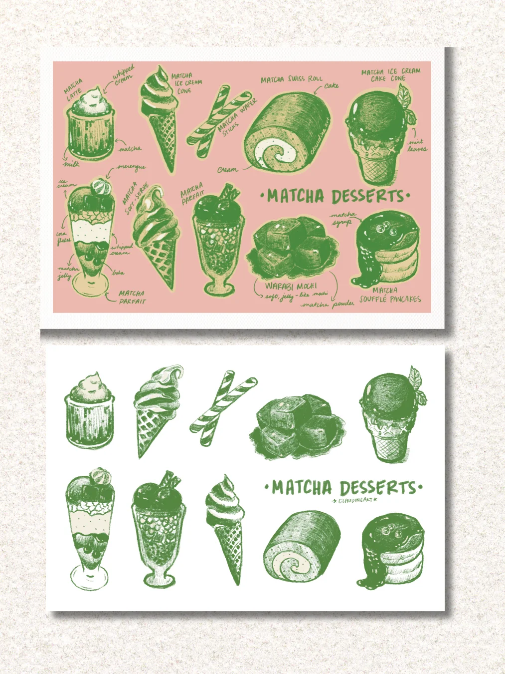 Matcha Desserts Sticker Sheet and Art Print - 2 Pack product image (1)