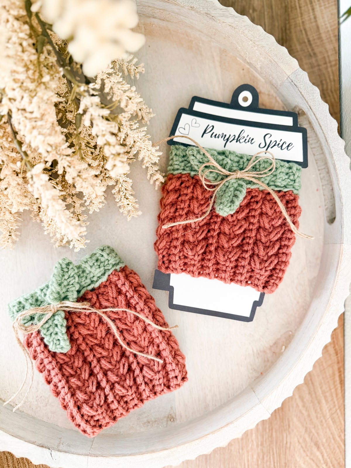 Wheat Stitch Pumpkin Coffee Cup Cozy Crochet Pattern product image (5)