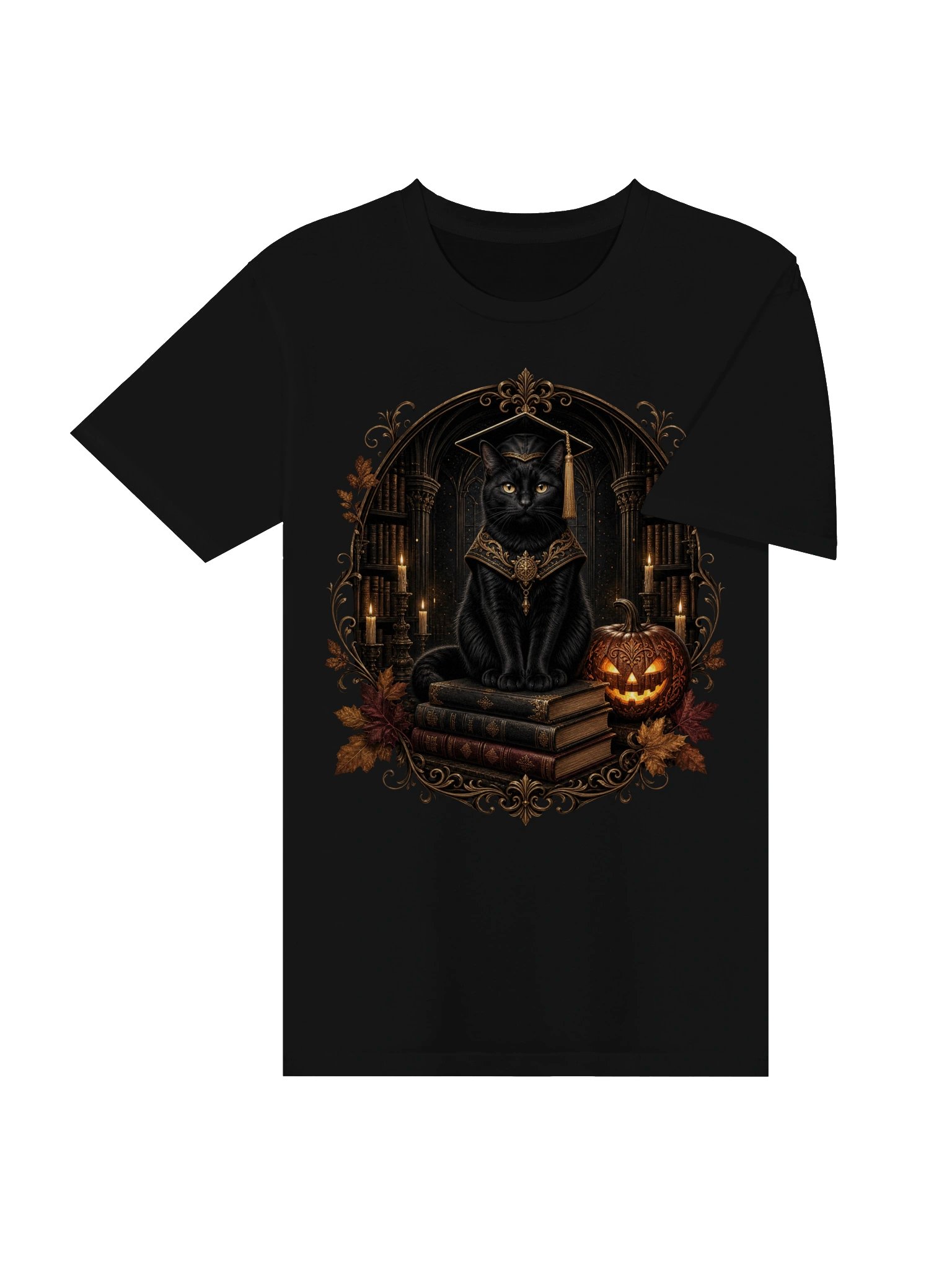 Gothic Cat Scholar Shirt | Vintage Halloween Black Cat & Books Aesthetic Graphic Tee product image (23)