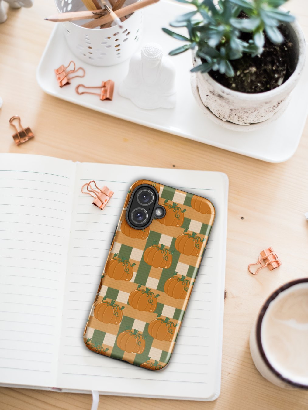 Pumpkin Plaid Pattern iPhone® Tough Case product image (1)