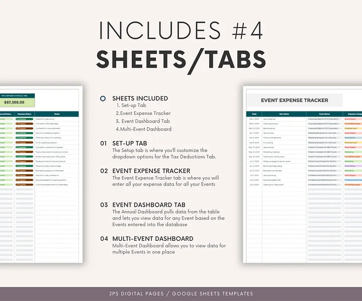Event Planner Expense Tracker & Dashboard Spreadsheet, Google Sheets Template product image (2)