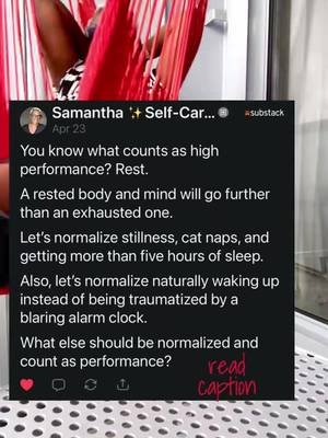 High performance rest is the cheat code to recovering from burnout and living life on your terms.  Try it. You’ll like it 10/10  ⭐️⭐️⭐️⭐️⭐️