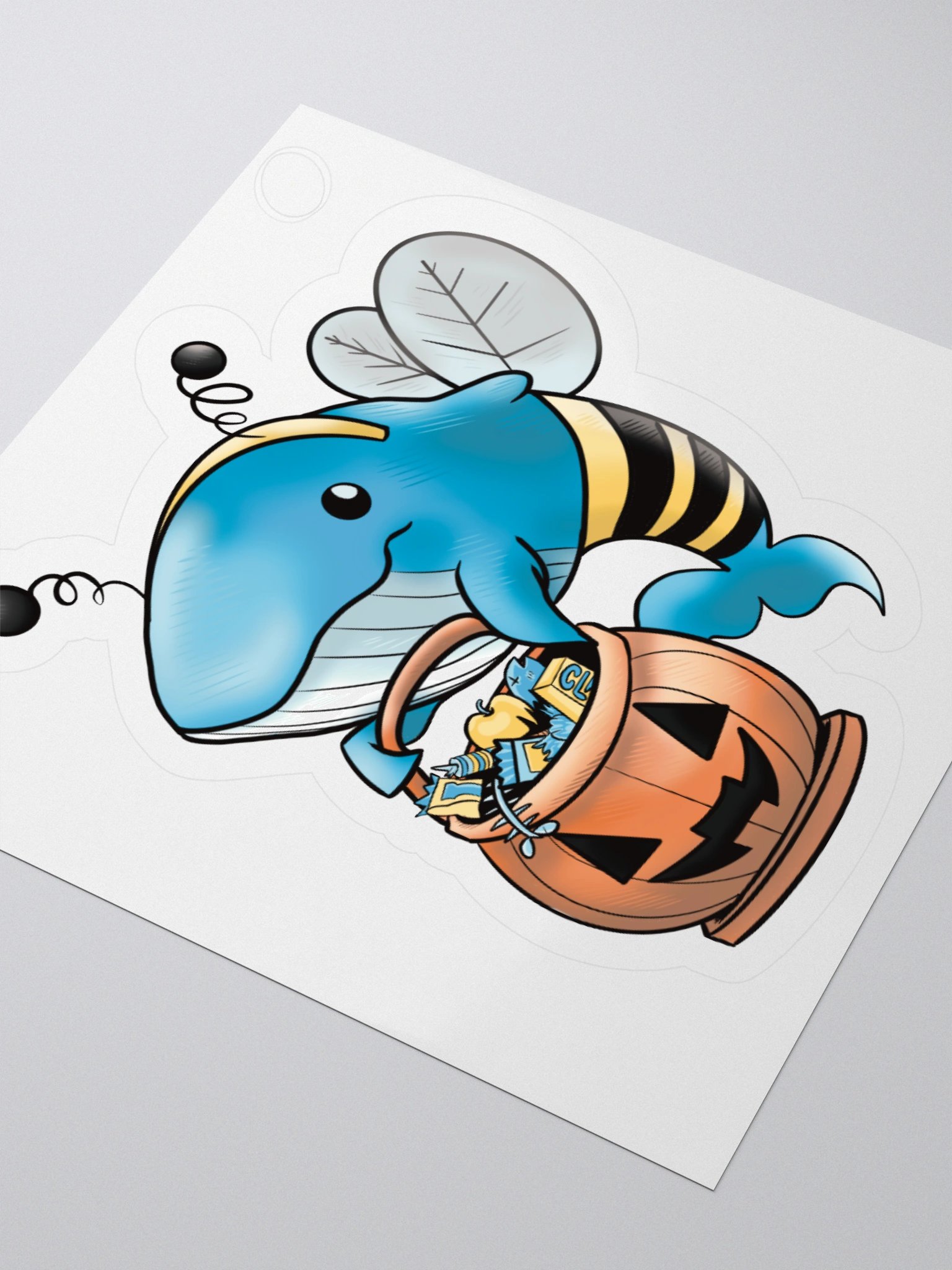 Bumble Bee Blue Whale Sticker product image (9)