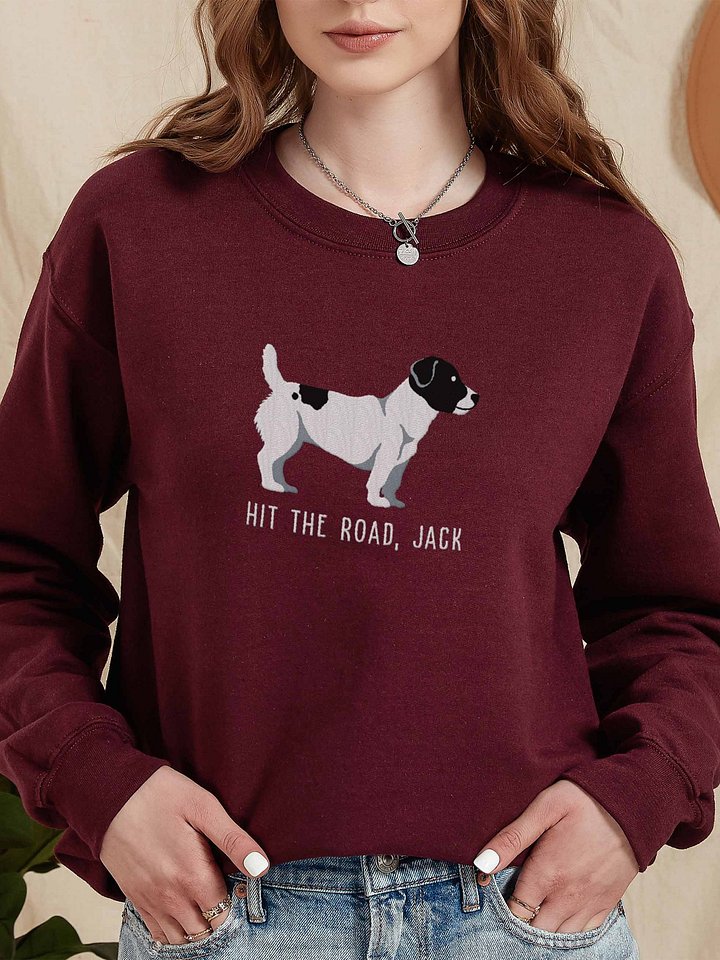 Hit the Road, Jack Sweatshirt (Embroidered) of a Jack Russell Terrier(Black & White) product image (2)