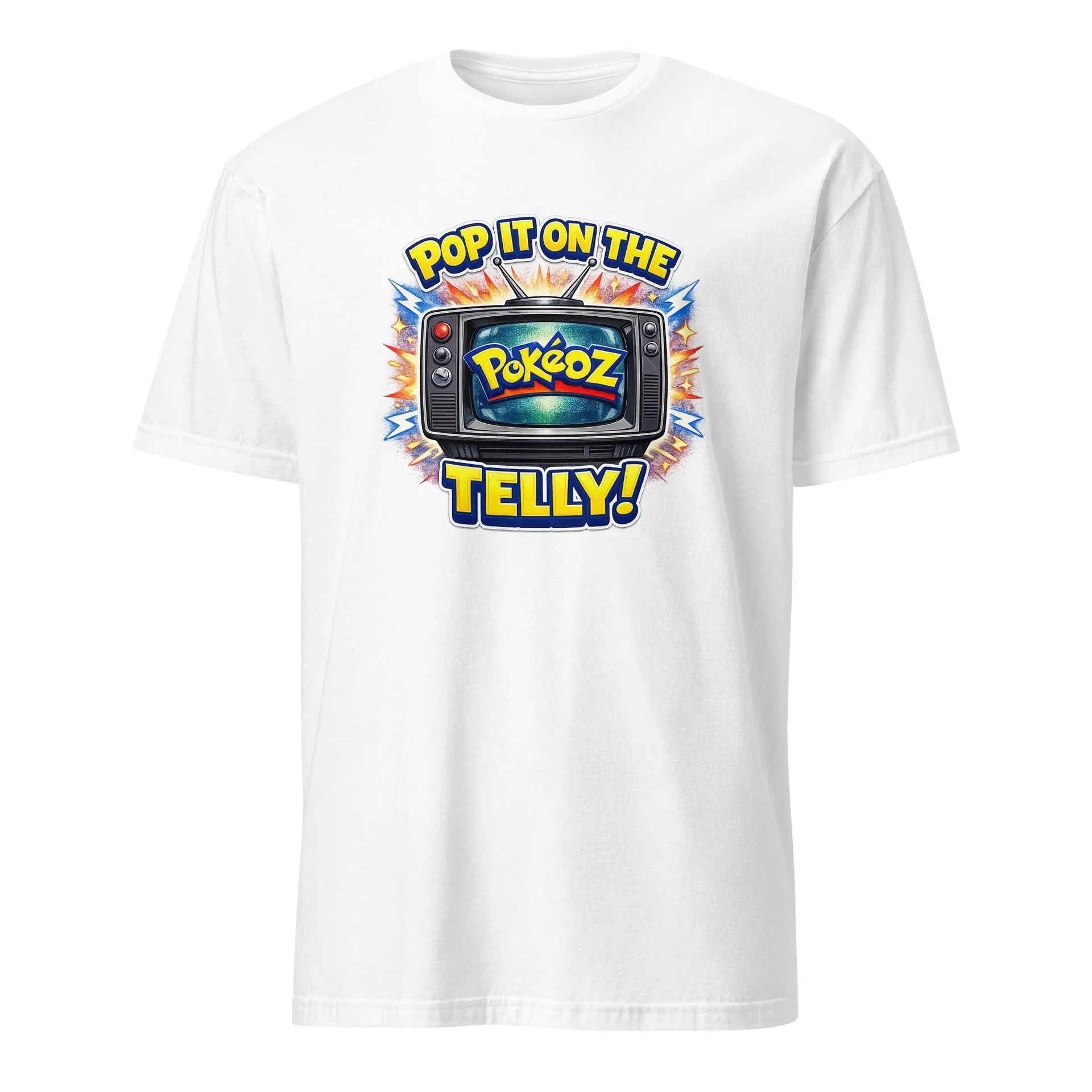 Pop it on the telly basic white tee product image (1)