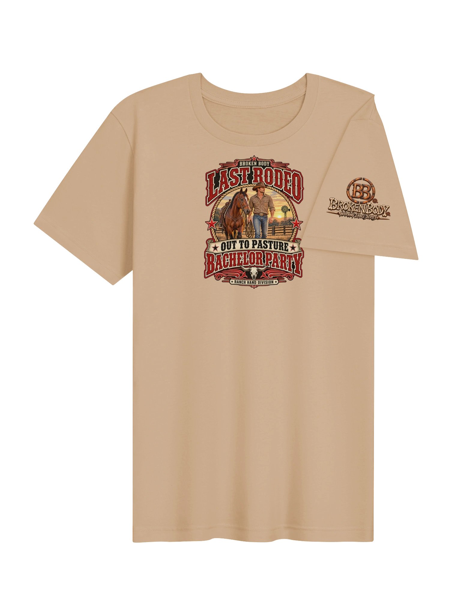 Western Bachelor Party Shirt — Last Rodeo Out to Pasture Groom Tee | Broken Body™ product image (6)