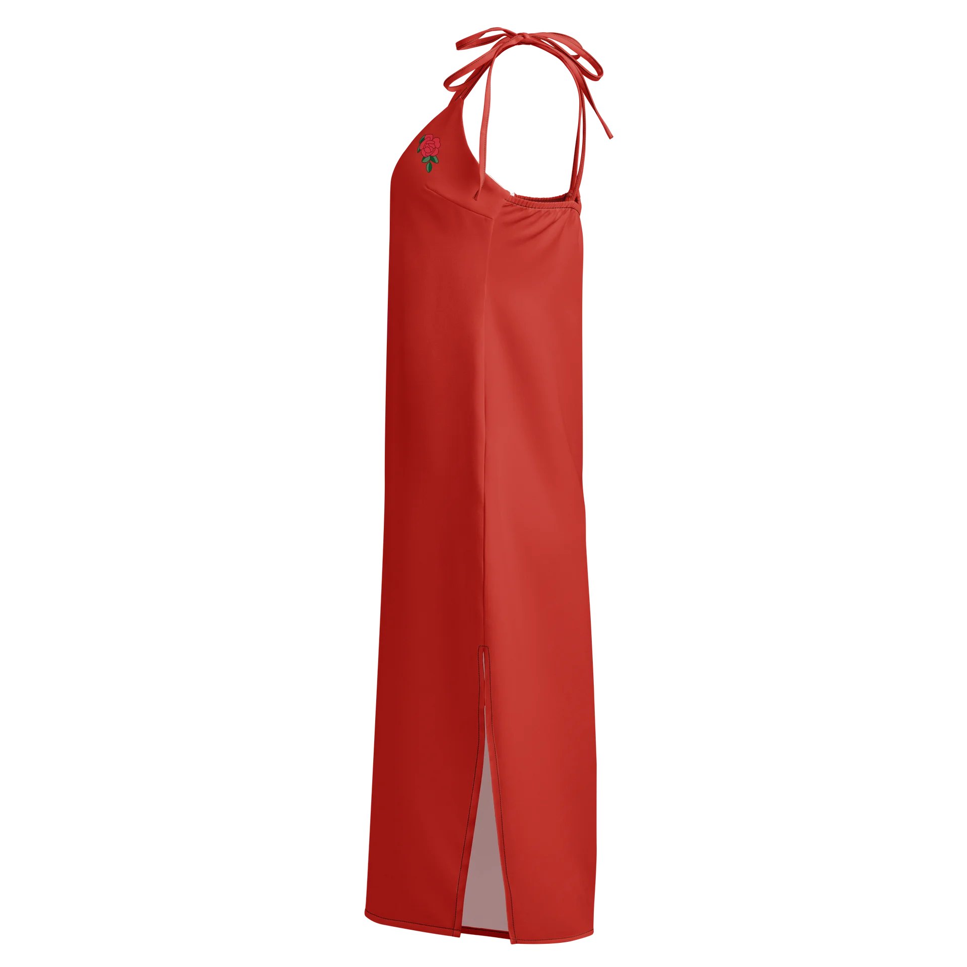 Bold Red All-Over Print Slip Dress with rose details product image (3)