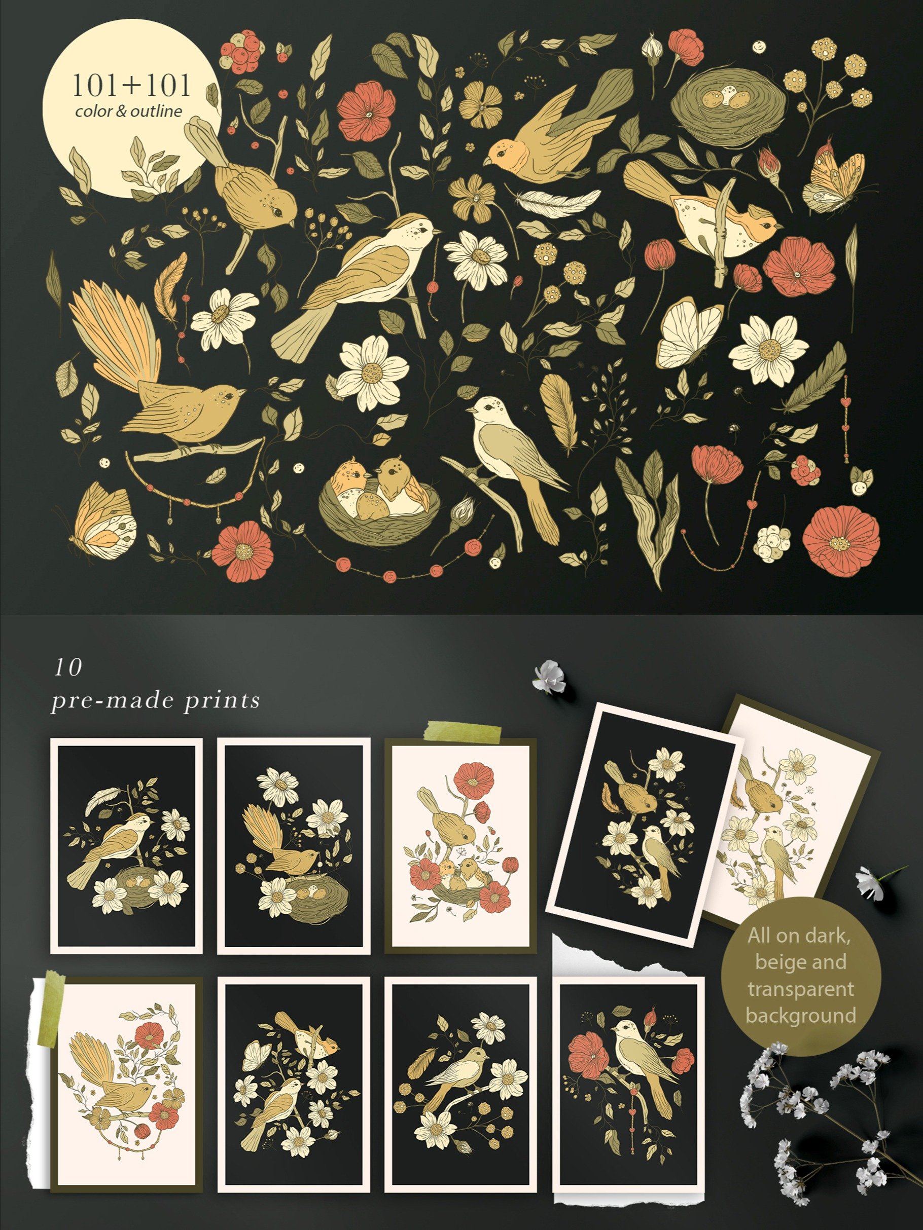 Bird Song Vintage Floral Bundle product image (2)