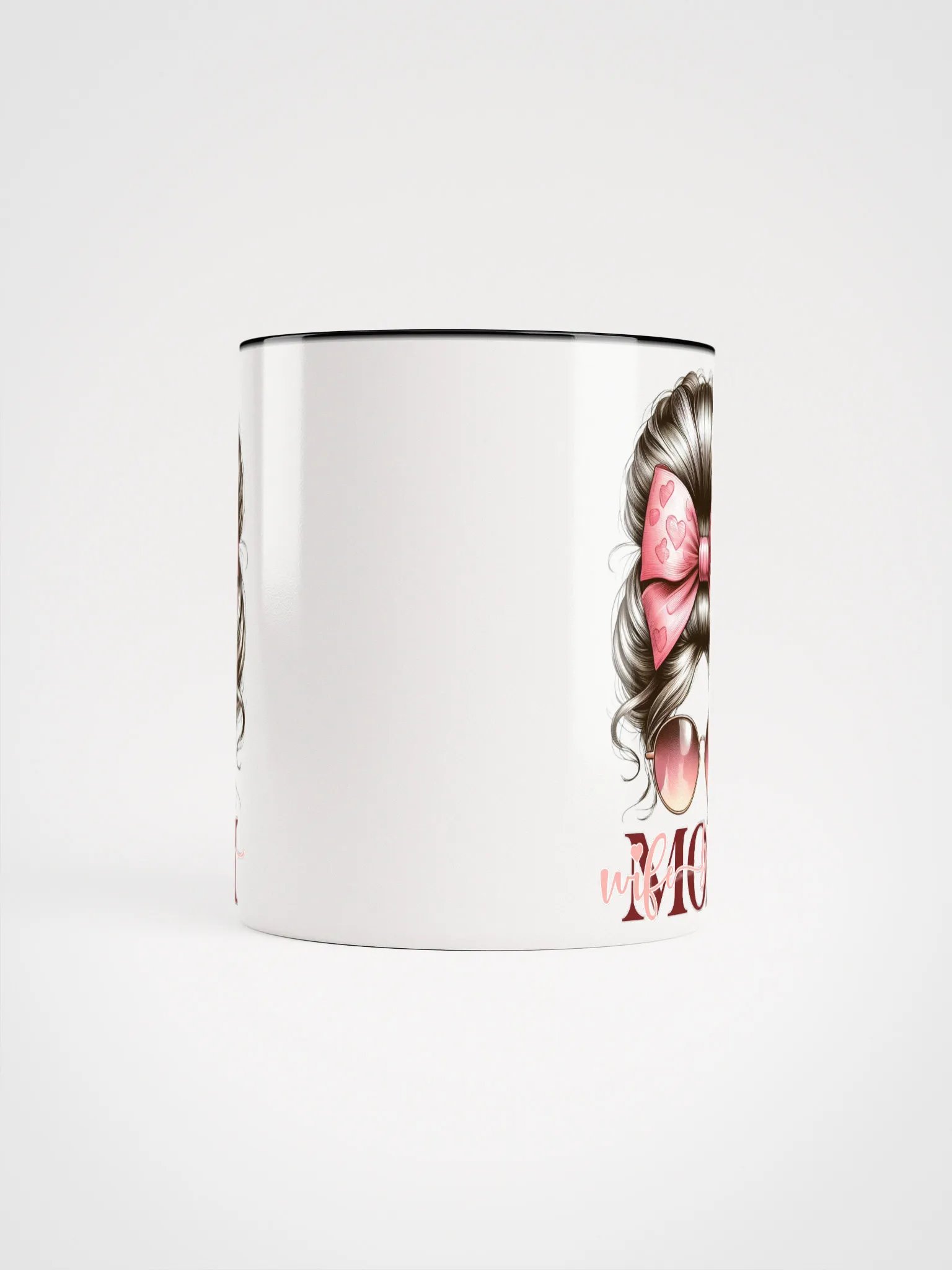 Pink Heart Bow Mom Wife Boss Messy Bun Mug product image (5)
